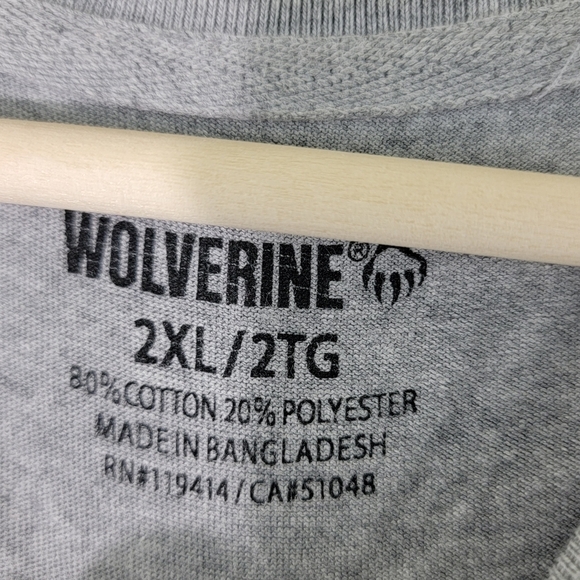 WOLVERINE Men Big Sz 2XL Gray Crewneck Short Sleeve Casual T-Shirt Cotton Blend - Picture 8 of 10